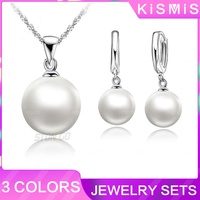 3Pcs/Set Fashion Freshwater Pearl Jewelry Sets Necklace + Natural Pearl Hoop Earrings Stonego Woman Wedding 3 Colors Jewelry