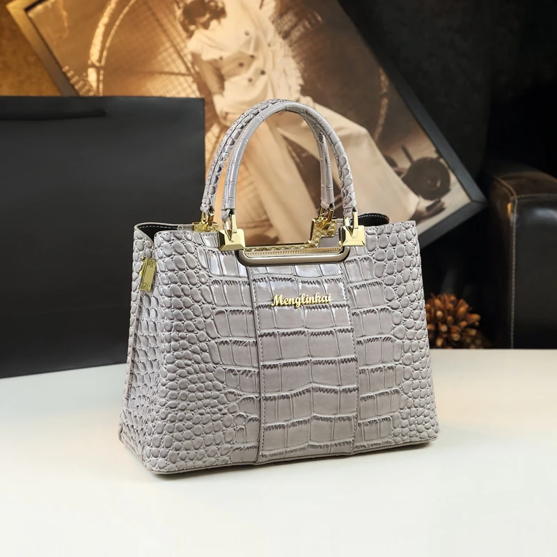 Genuine Leather Women Handbag 2023 New Fashion Brand Crocodile Pattern Lady Portable Tote Bag Shoulder Crossbody Bags For Female