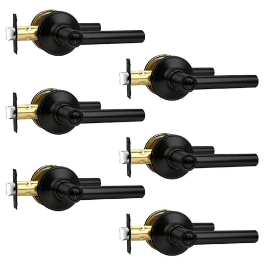 

Pack Door Handles, Black Door Lever Interior for Bedroom Bathroom, Heavy Duty Black Door Handles Interior with Locks for Left o