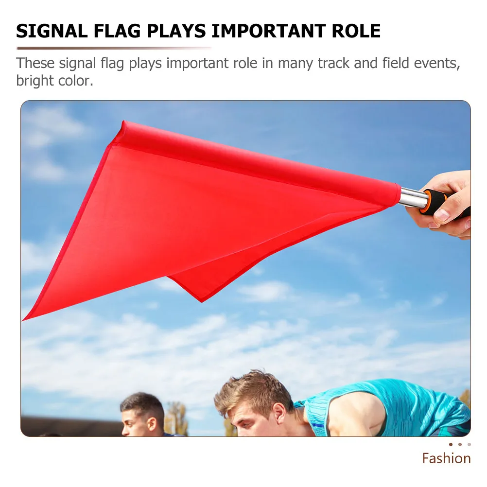 6Pcs Referee Flags Red Lightweight Polyester Stainless Steel Handheld Signal Flags for Traffic Safety Racing Sports Match