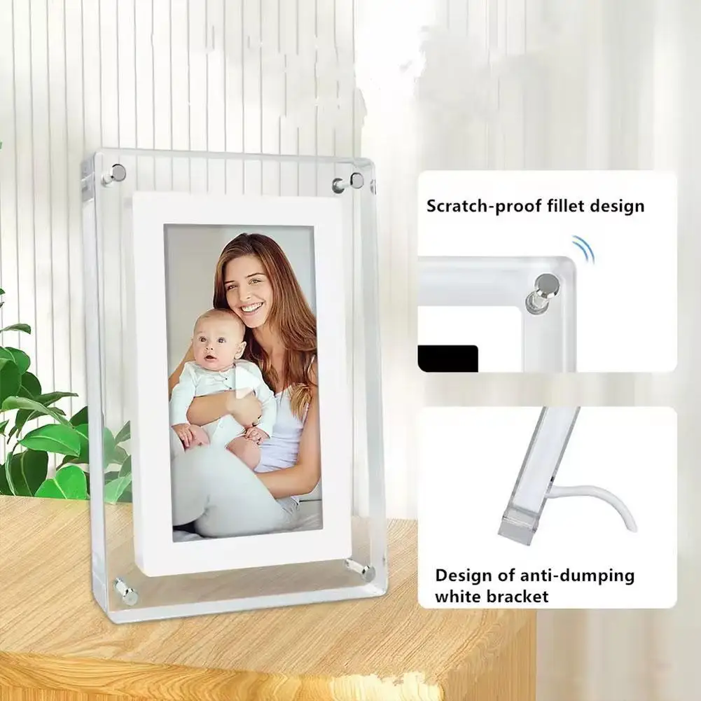 

5 Inch HD Digital Photo Frame Acrylic Picture Motion Frame IPS Screen 2G Memory Volume Button Speaker Inside Video Image Player