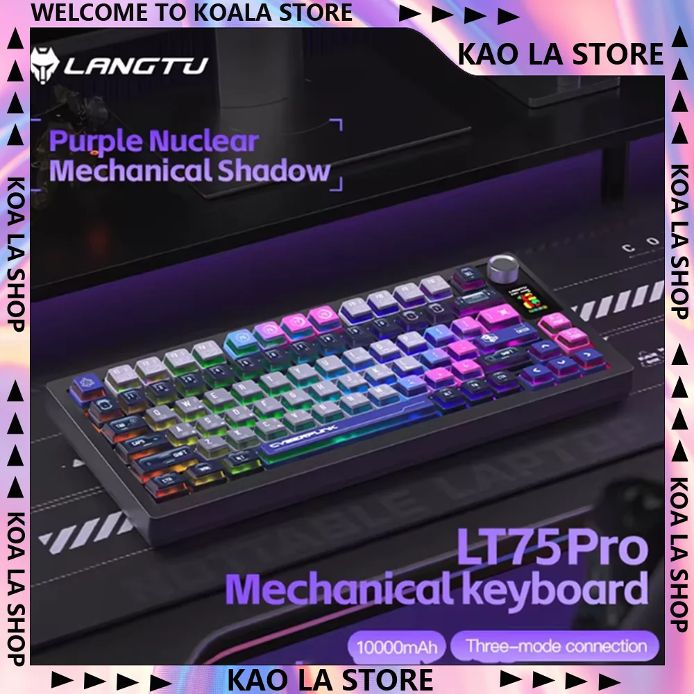 

Langtu Lt75 Pro Gaming Mechanical Keyboard Wireless Bluetooth 2.4G Wired RGB Hotswap Keyboard with TFT Screen Custom PC Gifts