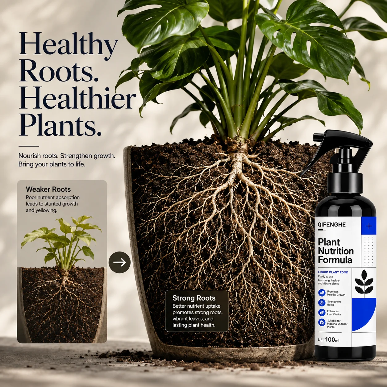 Concentrated Plant Food, Universal Liquid Fertilizer for Indoor & Outdoor, Root Growth & Leaf Shine, Revives Yellow Leaves