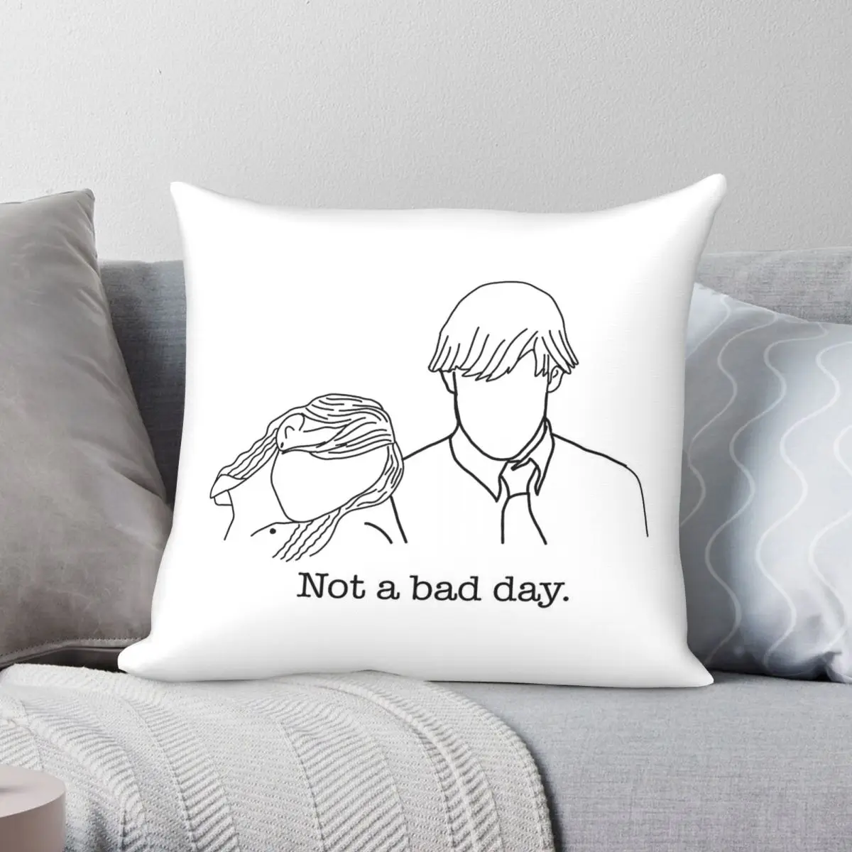 Funda de almohada cuadrada Jim And Pam Not A Bad Day, poliéster, lino, terciopelo, cremallera creativa, decorativa, funda de cojín para el hogar, 45x45