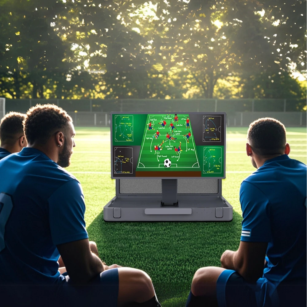 2025 Packgo 27 Inch Portable Interactive Smart TV Display Soccer Tactical Command Touch Screen Android 13 Black Monitor