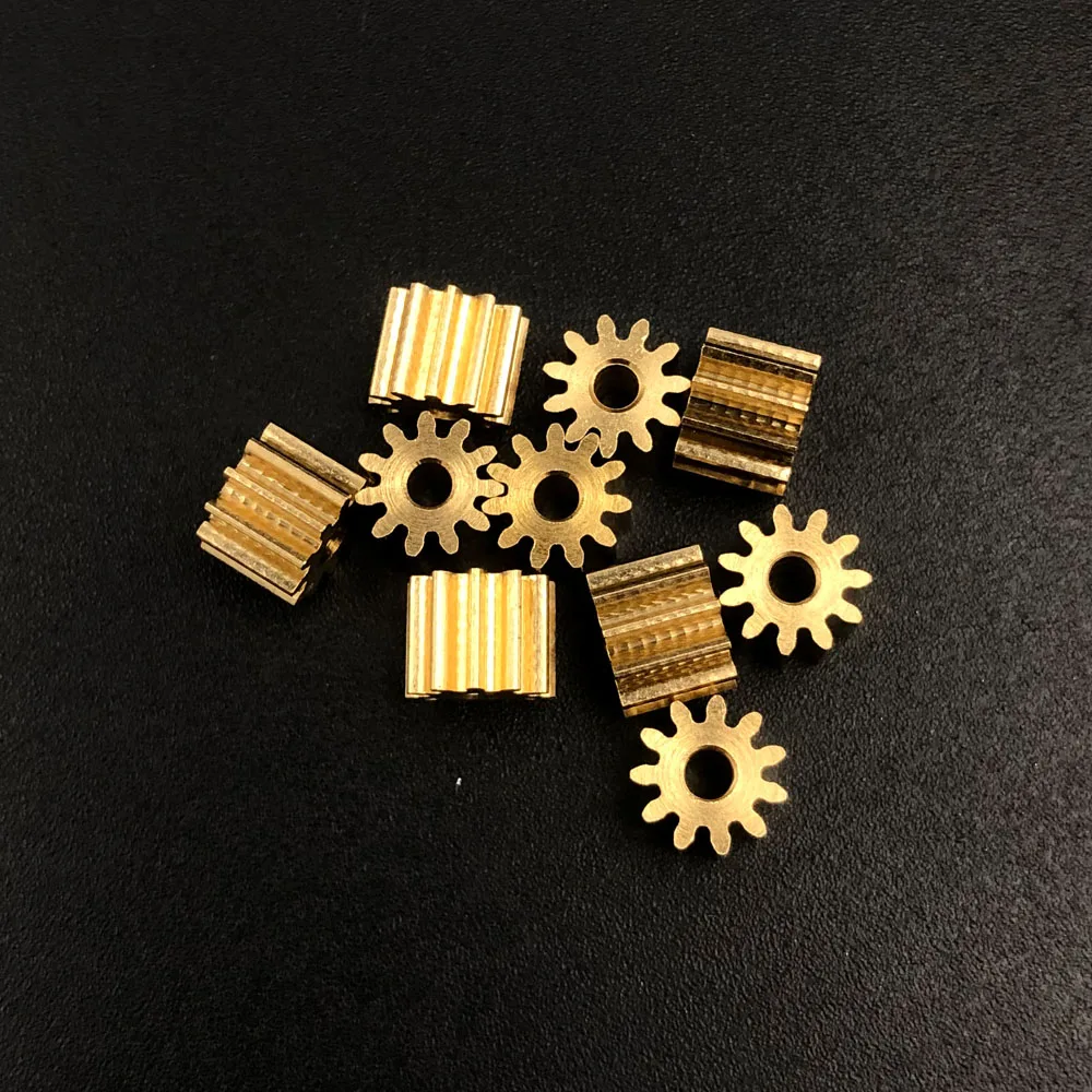 10Pc 112A 0.5M Brass Gear 0.5 Modulus 11 Teeth Bore Hole Aperture 2mm 1.95mm 11T 2A Metal Spur Copper Pinion OD 6.5MM Height 5MM