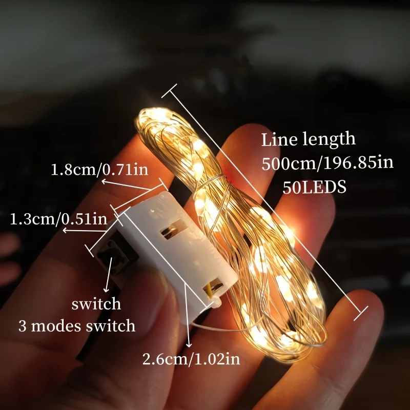 20Pcs 8colors Fairy Lights LED String Lights Atmosphere Colored Light Battery Powered For Christmas Outdoor Room Festival Decor