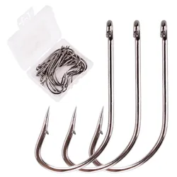 20pcs/box Fishing Hooks Carbon Steel Long Shank Saltwater Hook Barbed Ocean Fish Jig Hooks Size 6#-4/0# Sea Fishhook