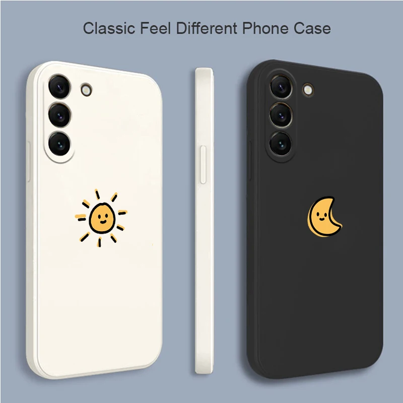 For S  23 Sun Moon Silicone Phone Case For Samsung Galaxy S21 S20 S22 S23 S10 Note 10 20 Plus Ultra S20 S21 Fe Soft Shell Cover