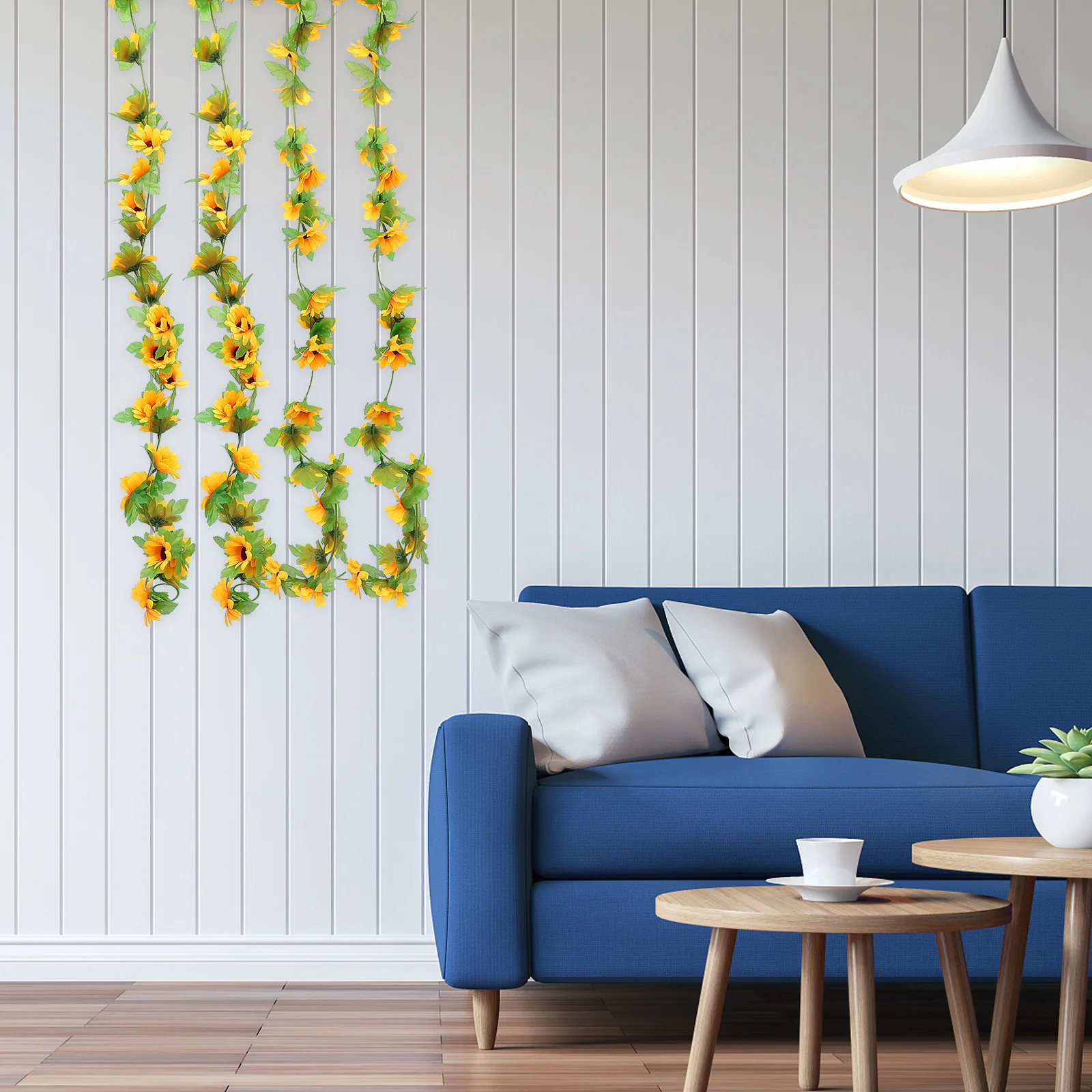 

2Pcs Artificial Sunflower Fake Vine Rattan Hanging Decor Suitable for Home Wall Shelf Door Party DIY Decoration Lifelike