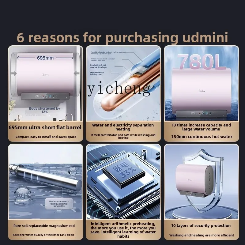 ZK electric water heater flat bucket household bath energy efficiency 60 liters water and electricity separation energy saving