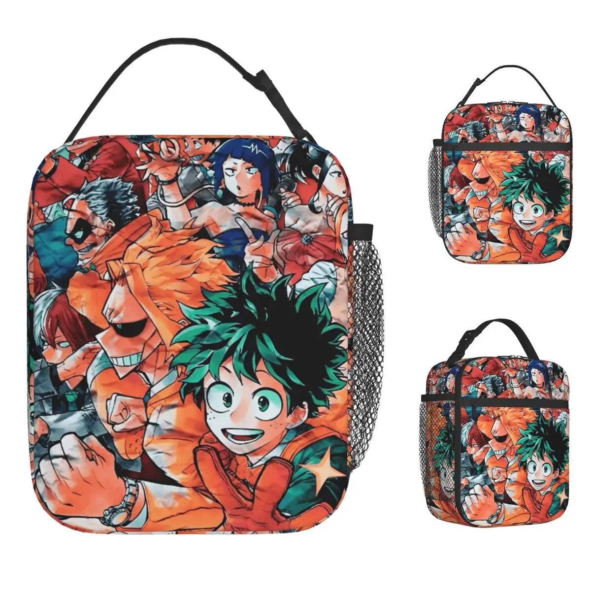 

My Hero Academia Japan Anime Lunch Bag Portable Insulated Lunch Box Unisex Office Cooler Bag Leisure Oxford Tote Food Bags