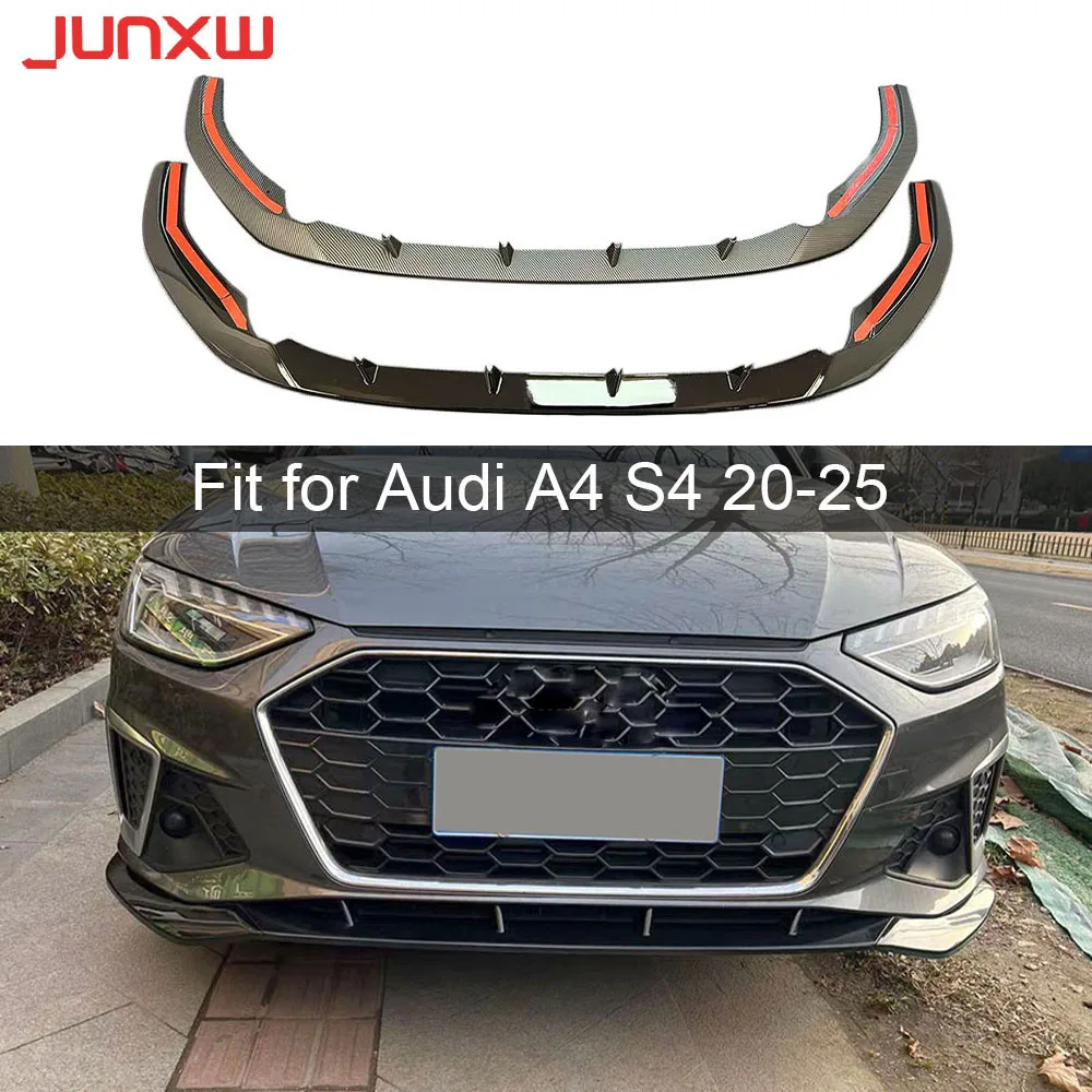 

3PCS Car Front Bumper Lip Chin Spoiler for Audi A4 Sline S4 2020-2025 non Standard Front Bumper Canard Lip Splitter ABS BodyKits