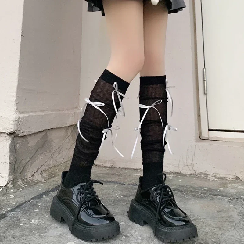 Kawaii Bowknot جوارب طويلة إلى الركب الفخذ العليا جوارب لطيف الجوارب الطويلة جوارب النساء لوليتا JK النمط الياباني الفخذ العليا جورب جديد