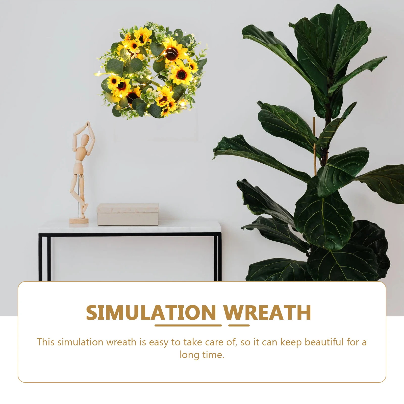 

1pc Simulation Sunflower Garland Lamp Holiday Wedding Decor Hanging Light Yellow Artificial Wreath Home Party Bedroom Decorative