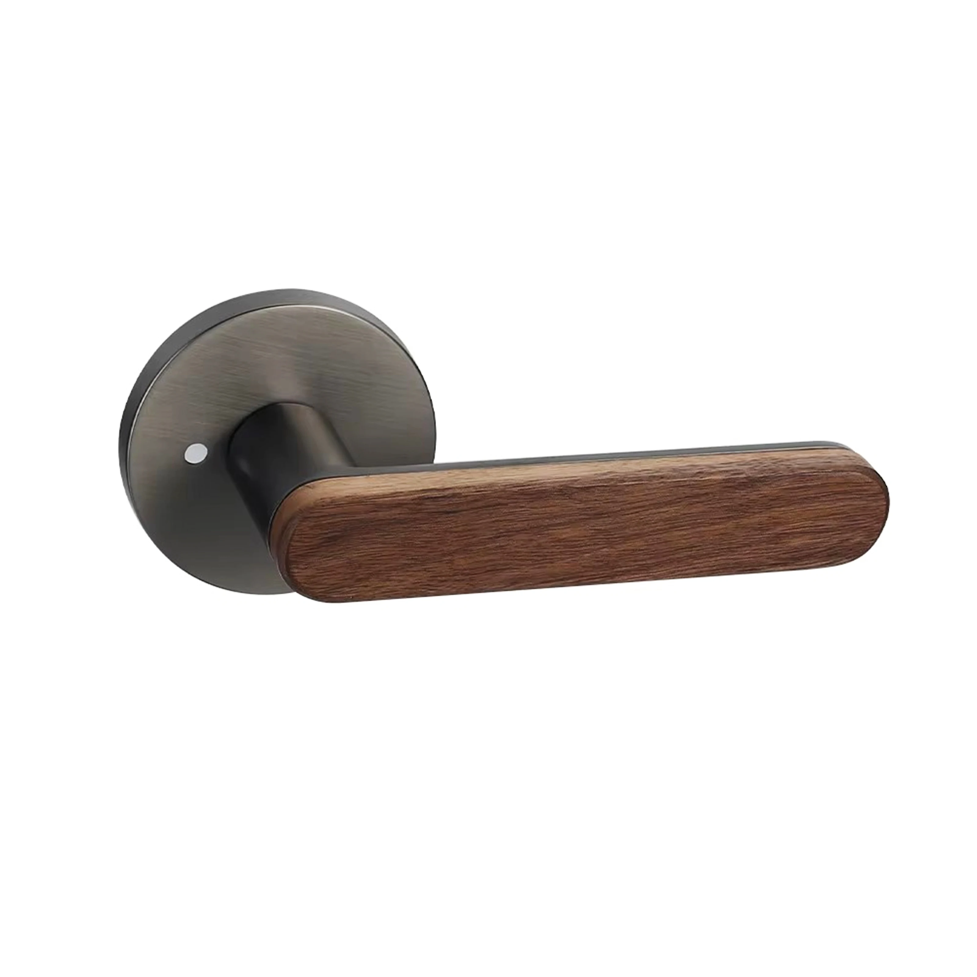 Viladepot Privacy Door Handle Walnut Wood Handle Lever Matt Brushed Black Nickel Bedroom Bathroom Passage Door Lock Keyless