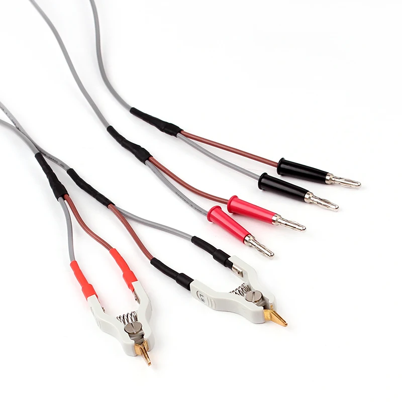 ETA4551 4 Wires Banana Plug to Alligator Clips Resistance Test Lead Wire Cables Kelvin Clip test