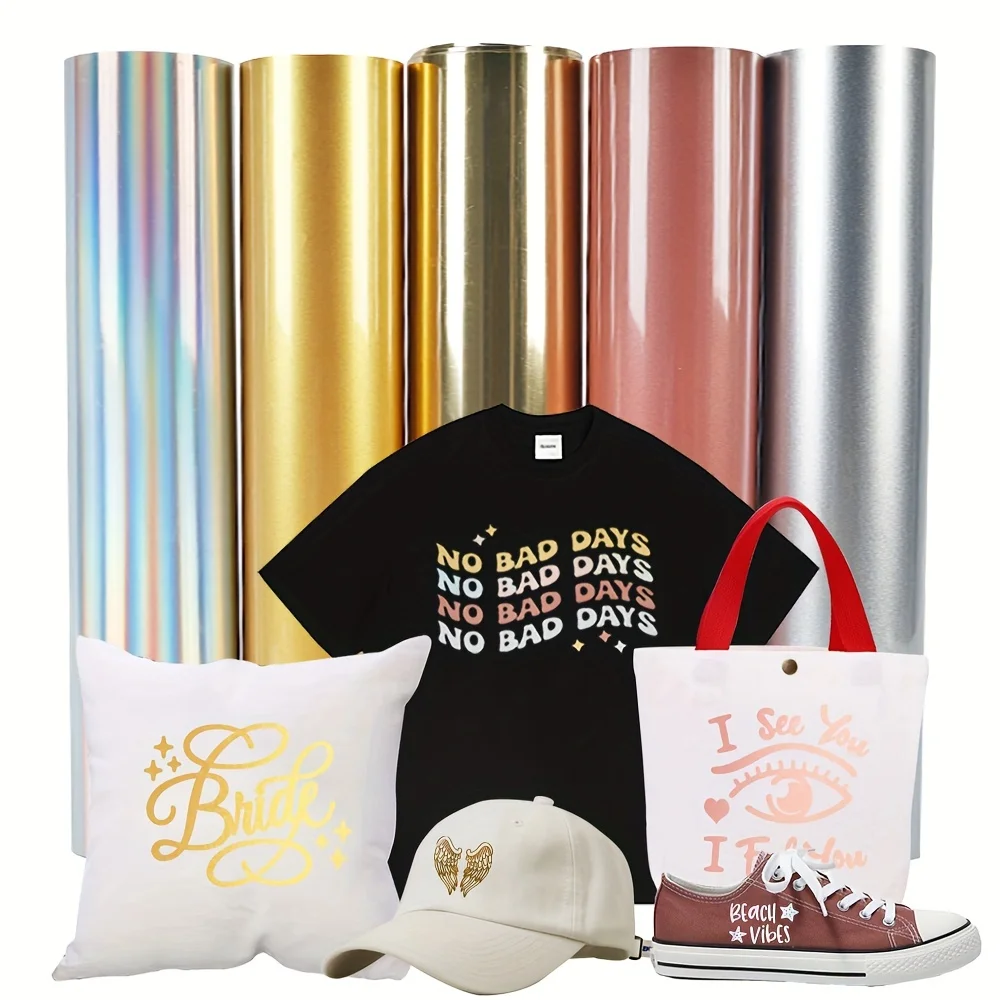 1 Pack, PU Soft Metal Heat Transfer HTV Vinyl Roll 12'' X11' Rolls For DIY T-Shirts Iron On PU Stretch Vinyl