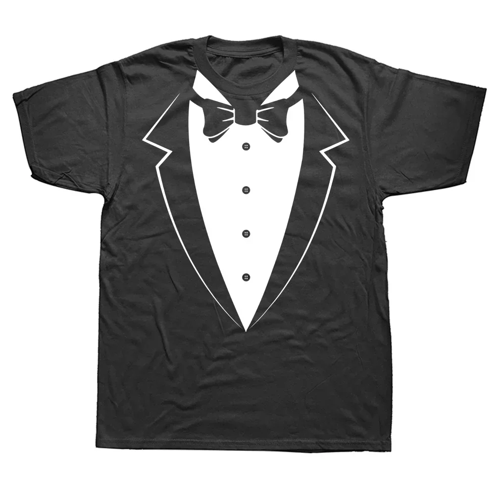 Cotton Streetwear Short Sleeve Birthday Gifts Summer Style T-shirt Tuxedo Bow Tie Funny Costume Novelty T Shirts  Mens Clothing