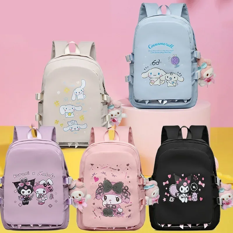 Sanrio My Melody Cinnamoroll Backpack Kawaii Girl Heart Large Capacity Light Lovely Female Junior High School Student Kuromi Bag