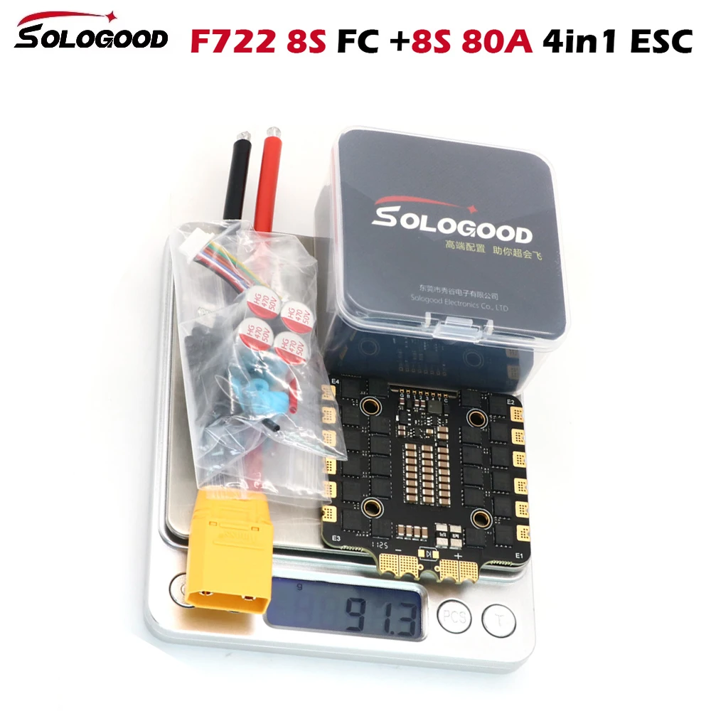 

SoloGood F722 F405 80A Stack Flight Control BLS80A 4in1 ESC 6-8S Подходит для 13-дюймового RC FPV Freestyle Drone