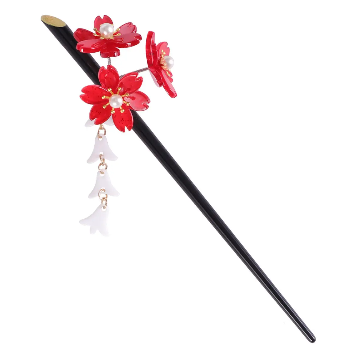 

Acrylic Vintage Cherry Blossom Hairpin Red Cluster Tassel Elegant Floral Hair Clips for Women Wedding Birthday Hair Accessories