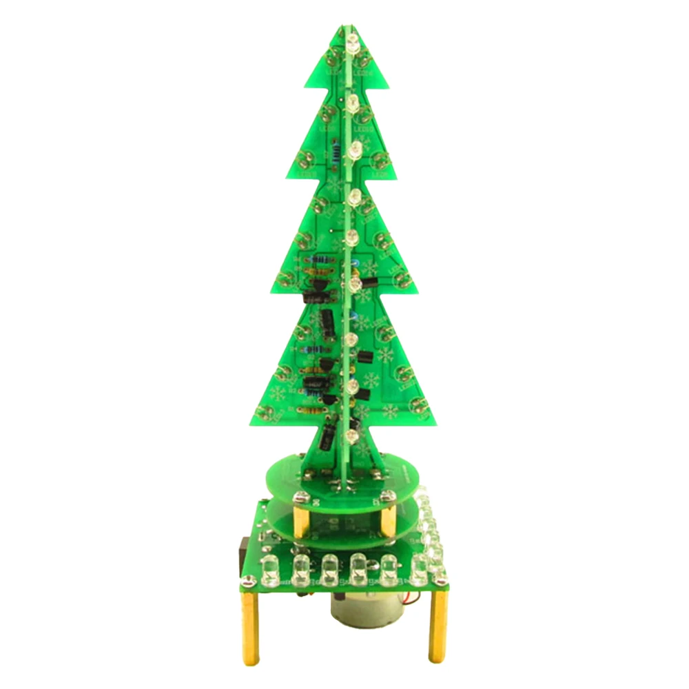 Colorful Rotating Music Three-Dimensional 3D Christmas Tree LED DIY Kit 7 Color LED Flash Circuit Kit With Breathing Light Parts