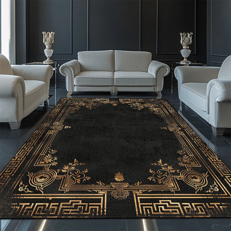 Luxurious Gold Large Carpets for Living Room Europe America Villa Hall Carpet Decoration Sofa Rug Non-slip Coffee Tables Mat 러그