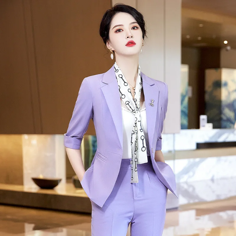 2024 New High end Professional Suit Women's Set Fashion Temperament Celebrity Work Suit Suit Flare Pants Formal Two Piece Set