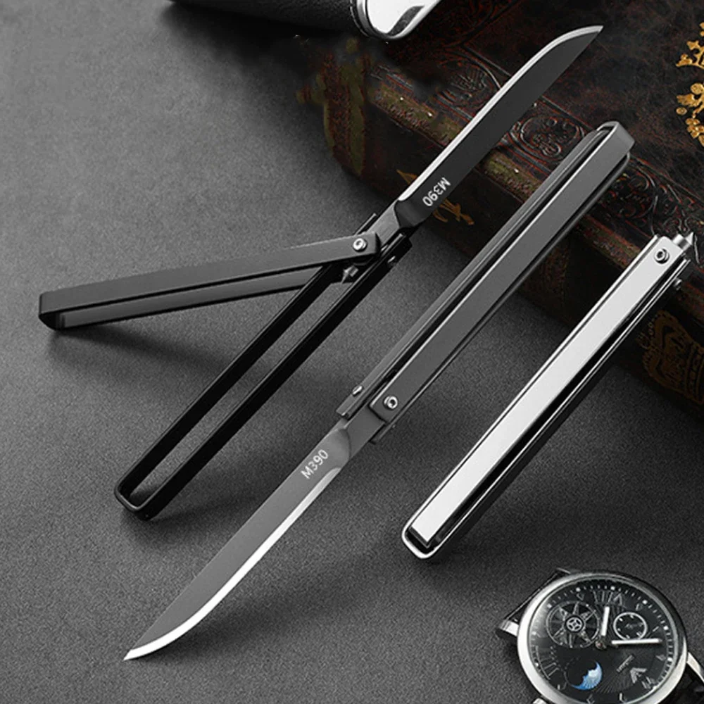 NEW Mini M390 blade stainless steel handle knife outdoor EDC portable unboxing self-defense new rotatable small knife