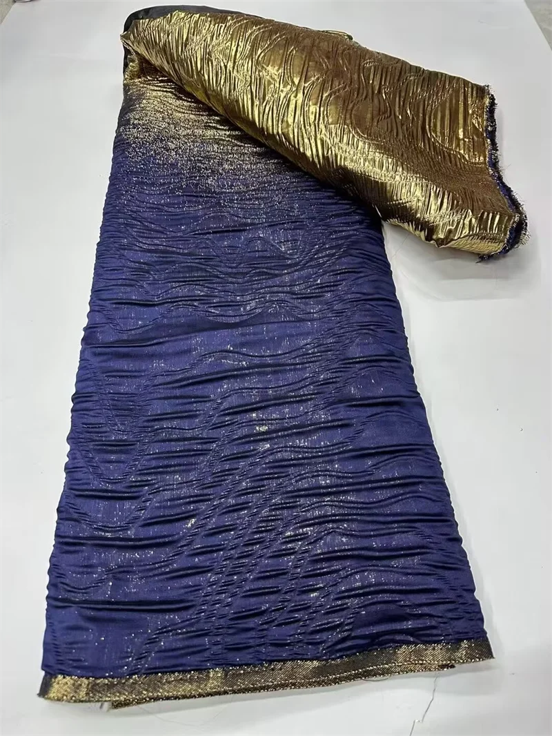 Afrikanischer Jacquard-Brokatstoff, hochwertiger nigerianischer Damast, Vergoldung, Spitzenmaterial, Brocard, Stoff, 5 Yard Africain Dentelle CB42