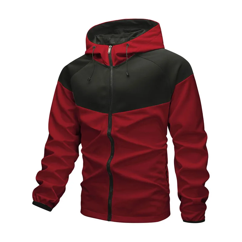 

2025 Spring Autumn Hooded Patchwork Jacket Man Fashion Youthful Zipper Casual Jackets Male Loose Sports Hooded Outwear Coats
