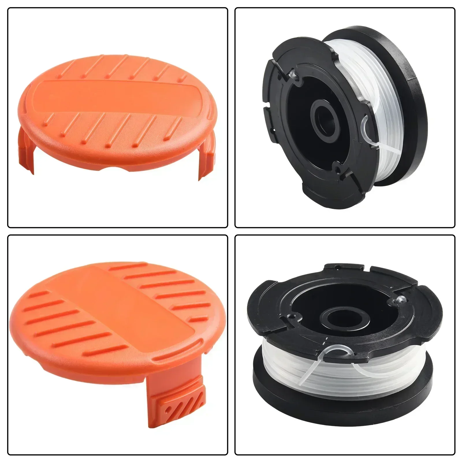 4 Spool Trimmer Replacement With Spring And For Cap For Black And Decker String Trimmer Including GH600 NST2118 And Others