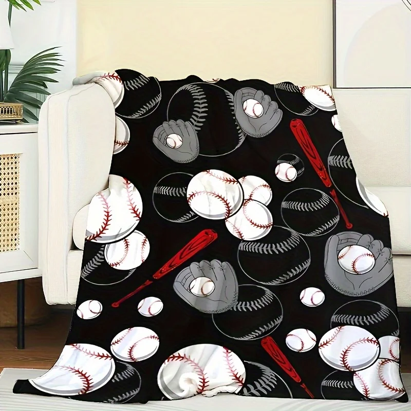 Baseball Blanket - Soft Cozy Flannel Throw with Vibrant Baseball Print, All-Season Machine Washable Gift for Baseball Lovers
