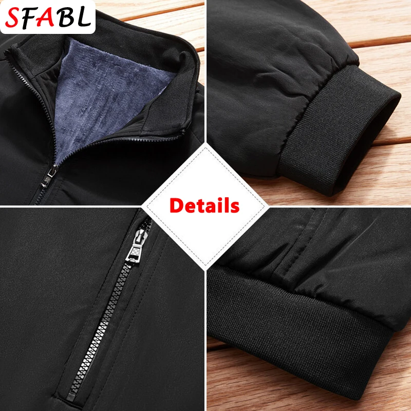 Luxury Fleece Casual Jacket Autumn Winter Warm Parka Coat Vintage Parkas Outerwear Solid Color Fashion Men\'s Winter Jackets 5XL