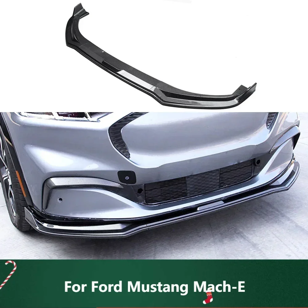 

New！Front Bumper Lip Spoiler Splitter Diffuser Shovel Body Kit Trim PP Gloss Black Car Accessories For Ford Mustang Mach-E