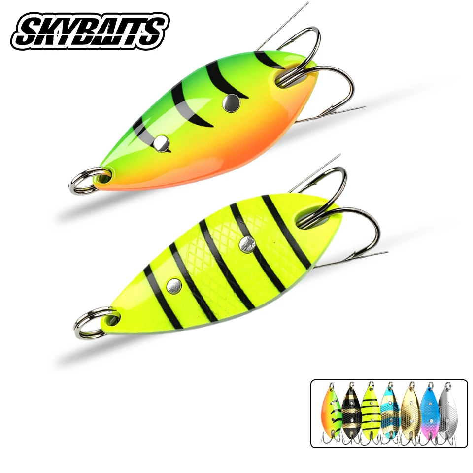SKYBAITS 51mm 13g Micro Spoon Bait For Trout Spoon Lure Metal Single Hooks Spinning Freshwater Microbless Spinner Lure Synthetic