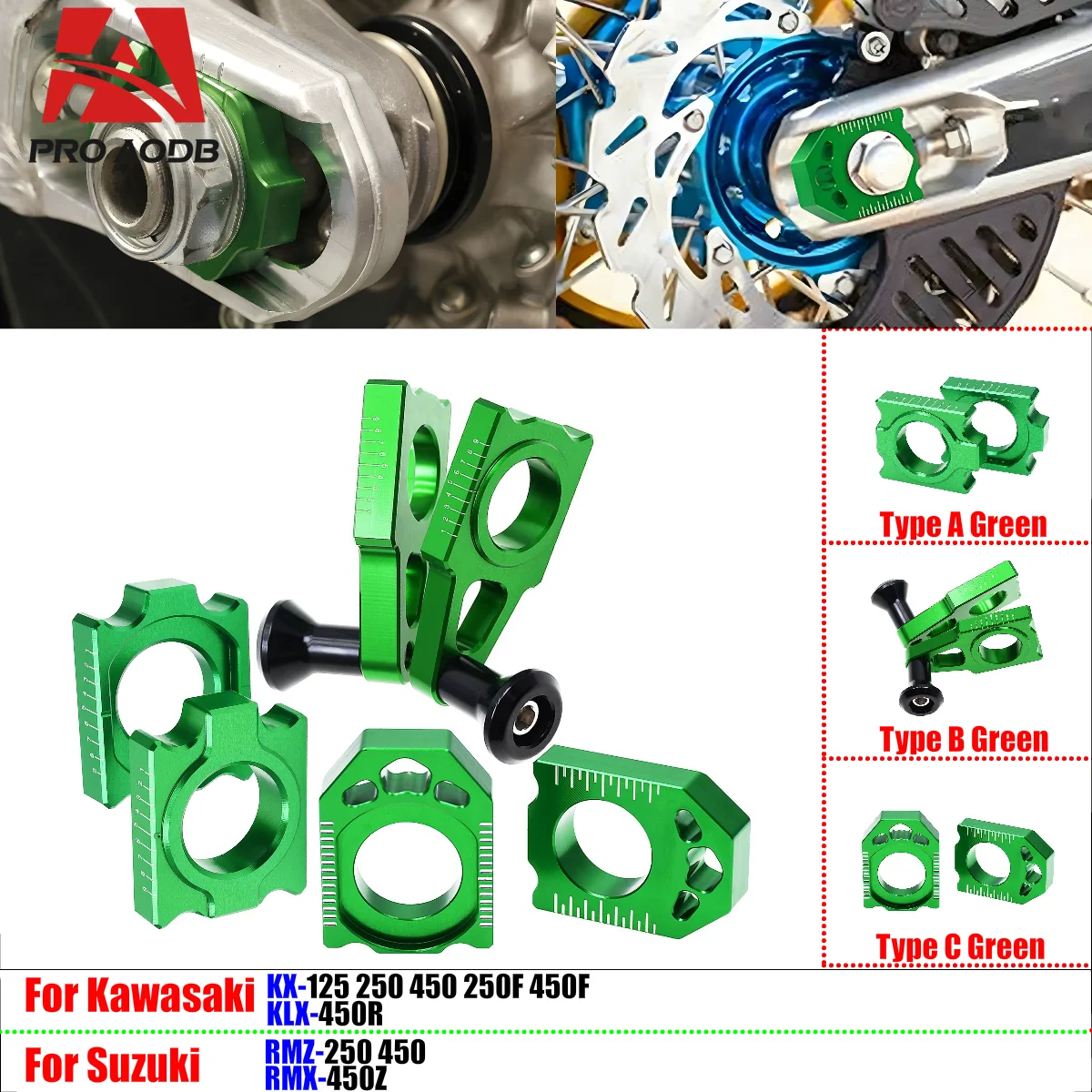 

Sturdy Durable Rear Axle Blocks Chain Adjuste For KAWASAKI Motocross KX125 250 450 250F 450F KLX450R For Suzuki RMZ250 RMX450Z