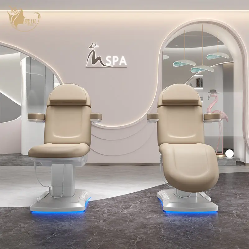 Multifunctional 3-Motor Electric Facial Bed With LED Base And Foot Control For Beauty Spa Treatments