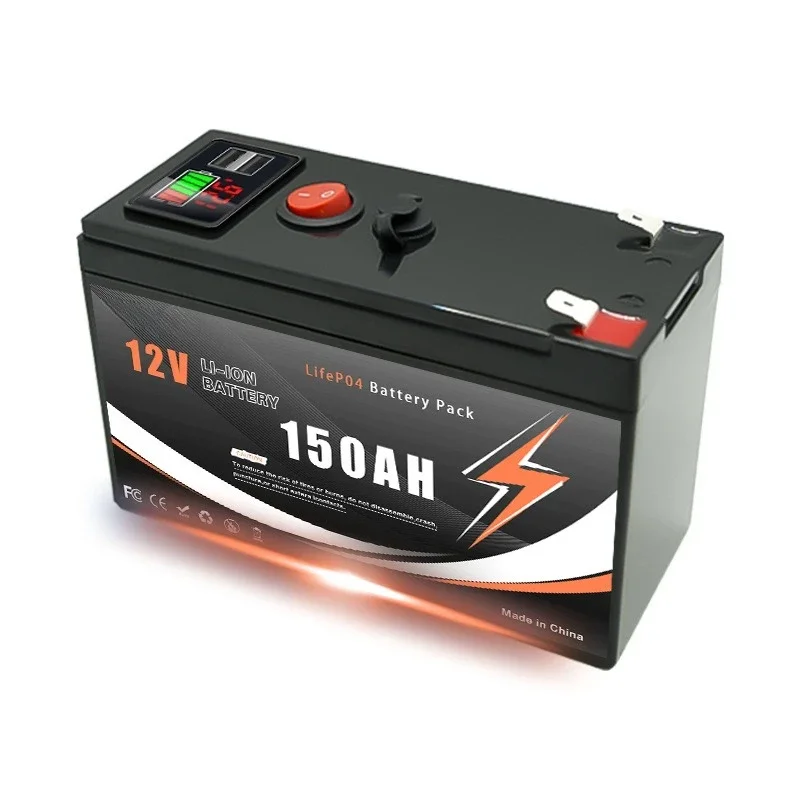 12V 18650 Li-ion Battery Pack 60Ah-150Ah Dual USB LED Digital Display for Solar Panel Boat Marine Backup Power Storage