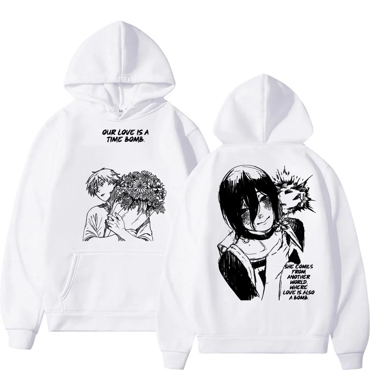 Japanese Anime Chainsaw Man Graphic Hoodie Denji Reze Girl Time Men Women Vintage Manga Long Sleeve Fleece Oversized Pullovers
