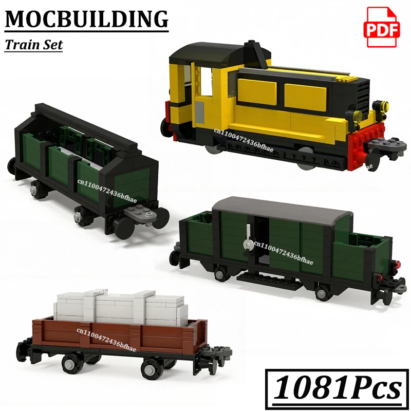 Wooden Wagon Model Baggage Car Steam Locomotive Tender MOCBUILDING Open Wagon Luggage Car Locotractor Grocery Wagon Bricks Toys