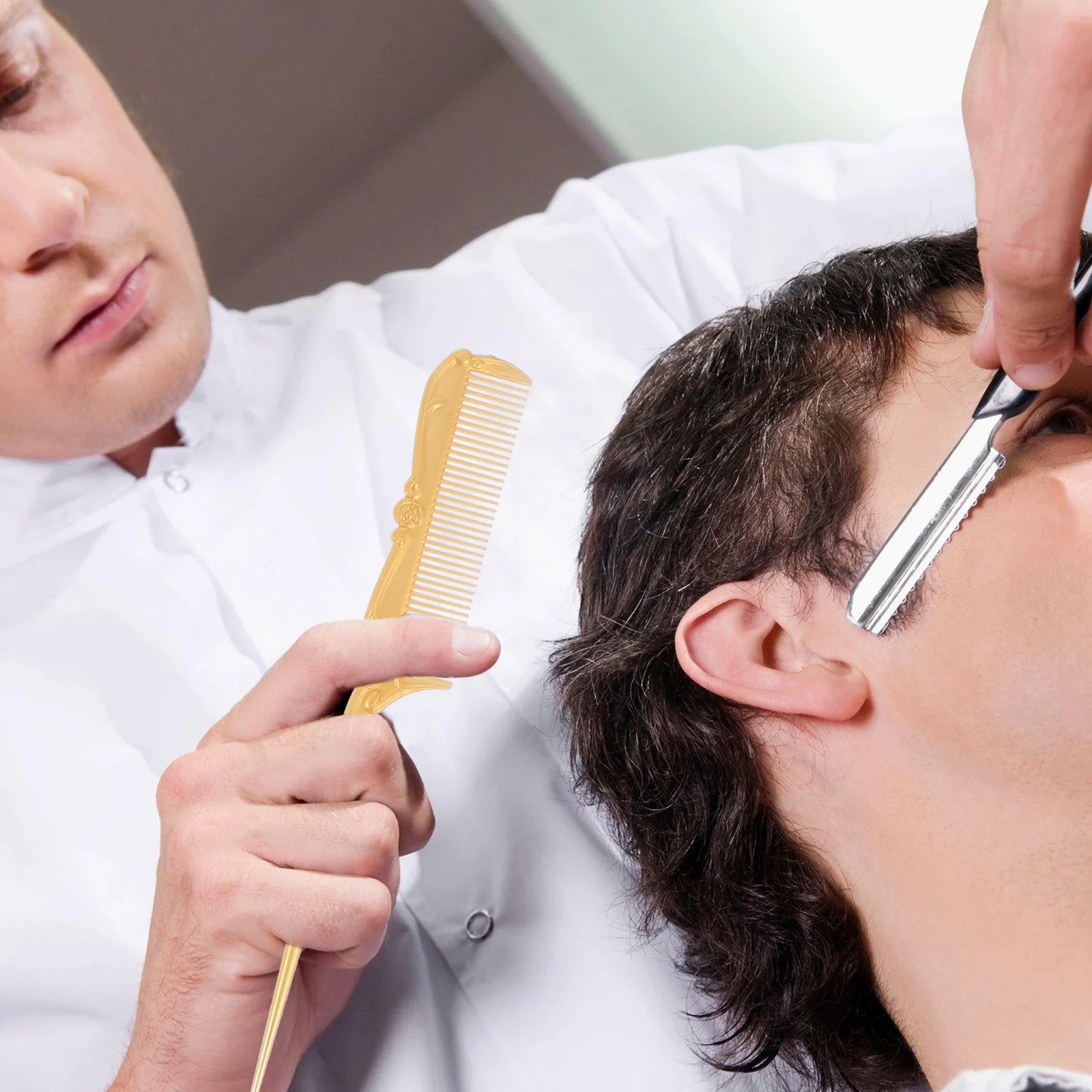 

FOMIYES 5Pcs Portable Vanity Mirror Comb Set Mini Wide Tooth Hairbrush Handheld Makeup Mirror for Hair Care and Styling Gold