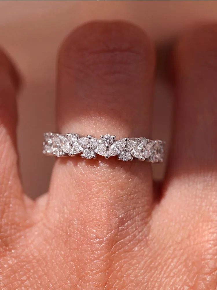 925 Sterling Silber Modischer Funkelnder Ring mit Vollbesatz aus Marquise-Zirkonen für Damen, Verlobung, Hochzeit, Party, Luxus-Schmuck von hoher Qualität – Detail 4