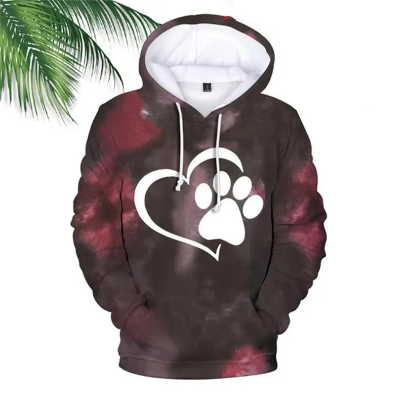 Autumn Cute Dog Paw 3D Print Hoodies Men Women Fashion Harajuku Casual Sweatshirts Oversized Hoodie Pullovers Tracksuit Clothing