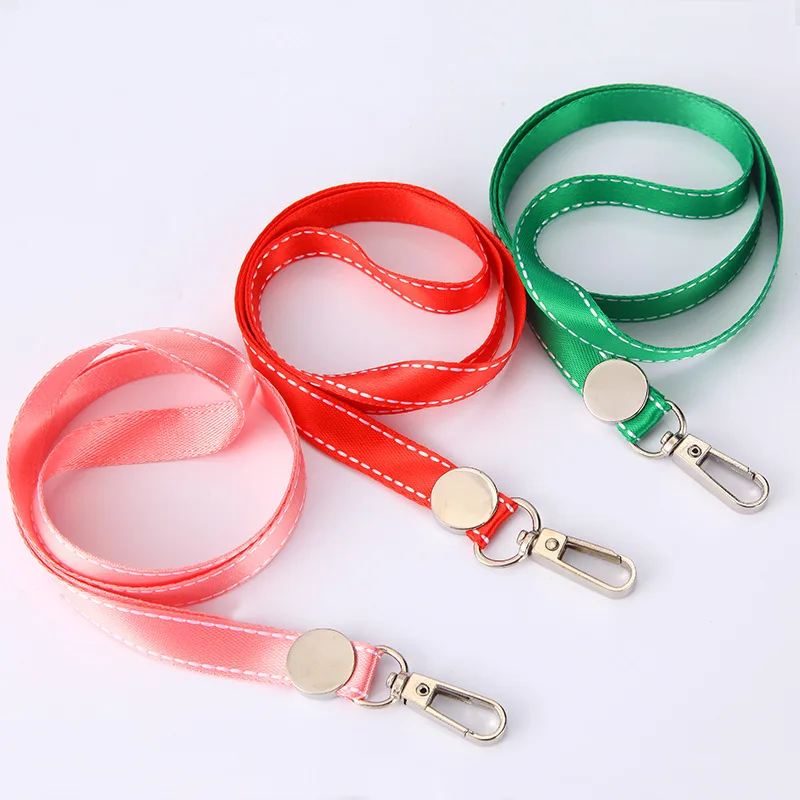 1Pc Working Permit Lanyard Solid Color Polyester Neck Strap for Name ID Badge Holder Office Pass Work Card Lanyards Hanging Rope