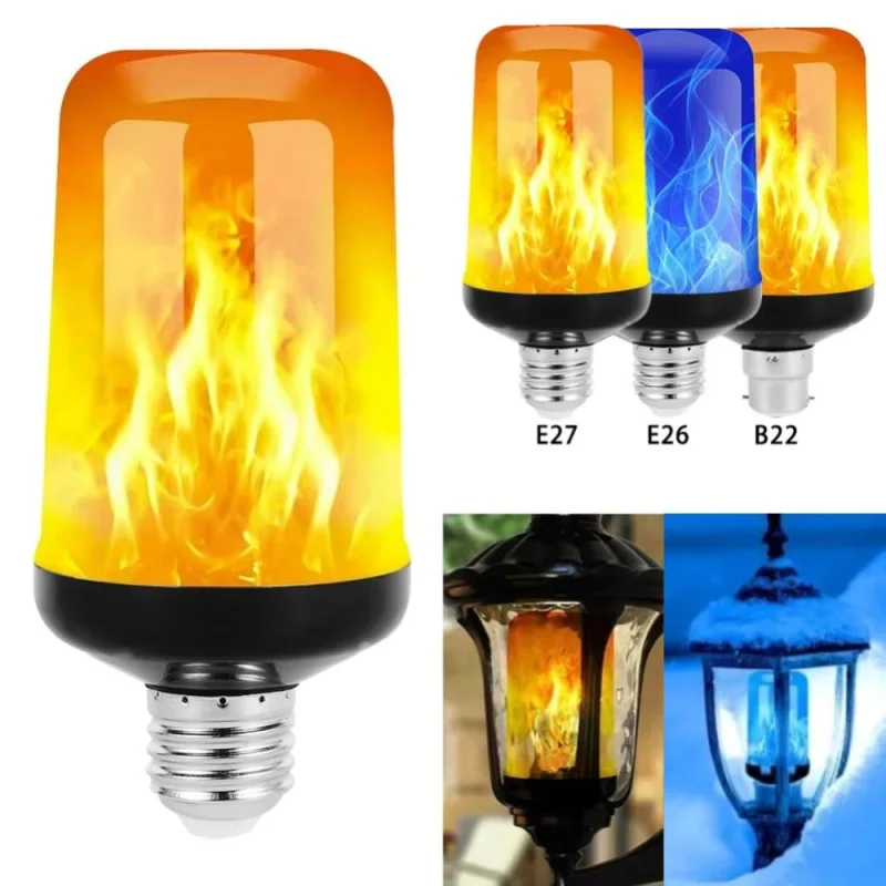 Creative Flame 6W E27 E26 B22 LED Light Torch Fire Lamp Flame Effect Light Bulb Flickering Emulation Bulb 4 Model AC 85-265V