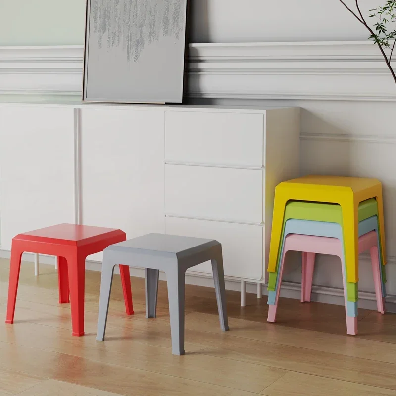 Plastic stool thickened household adults sturdy small bench stackable Internet celebrity extra thick stool children's living roo