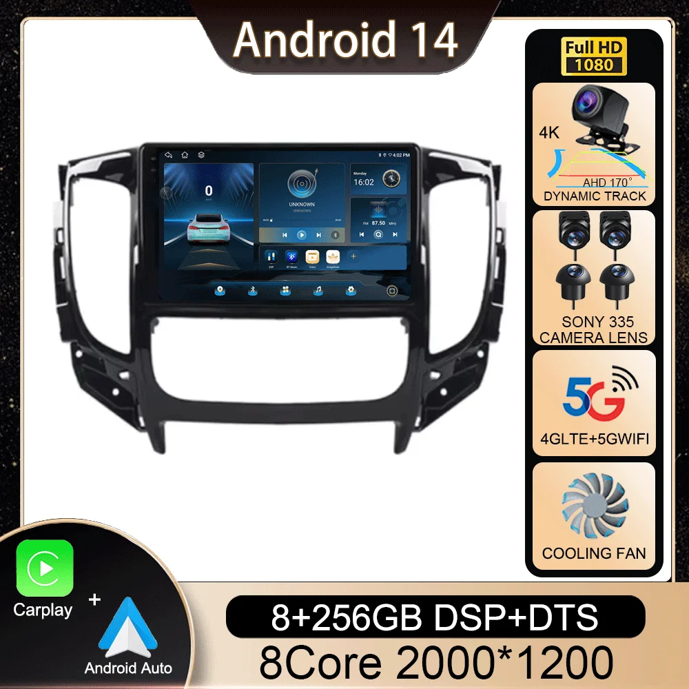 

Android 14 для Mitsubishi Pajero Sport 3 L200 5 Triton 3 2015 2016 2017 2018 2019 автомобильное радио мультимедиа Carplay видеоплеер GPS