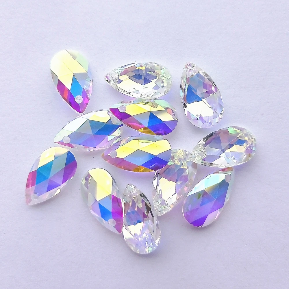 9x16MM Water Drop Single Hole Glass Rhinestone Pendant Crystal AB Pear Shape Diamond Stones for DIY Crafts Necklace Accessories